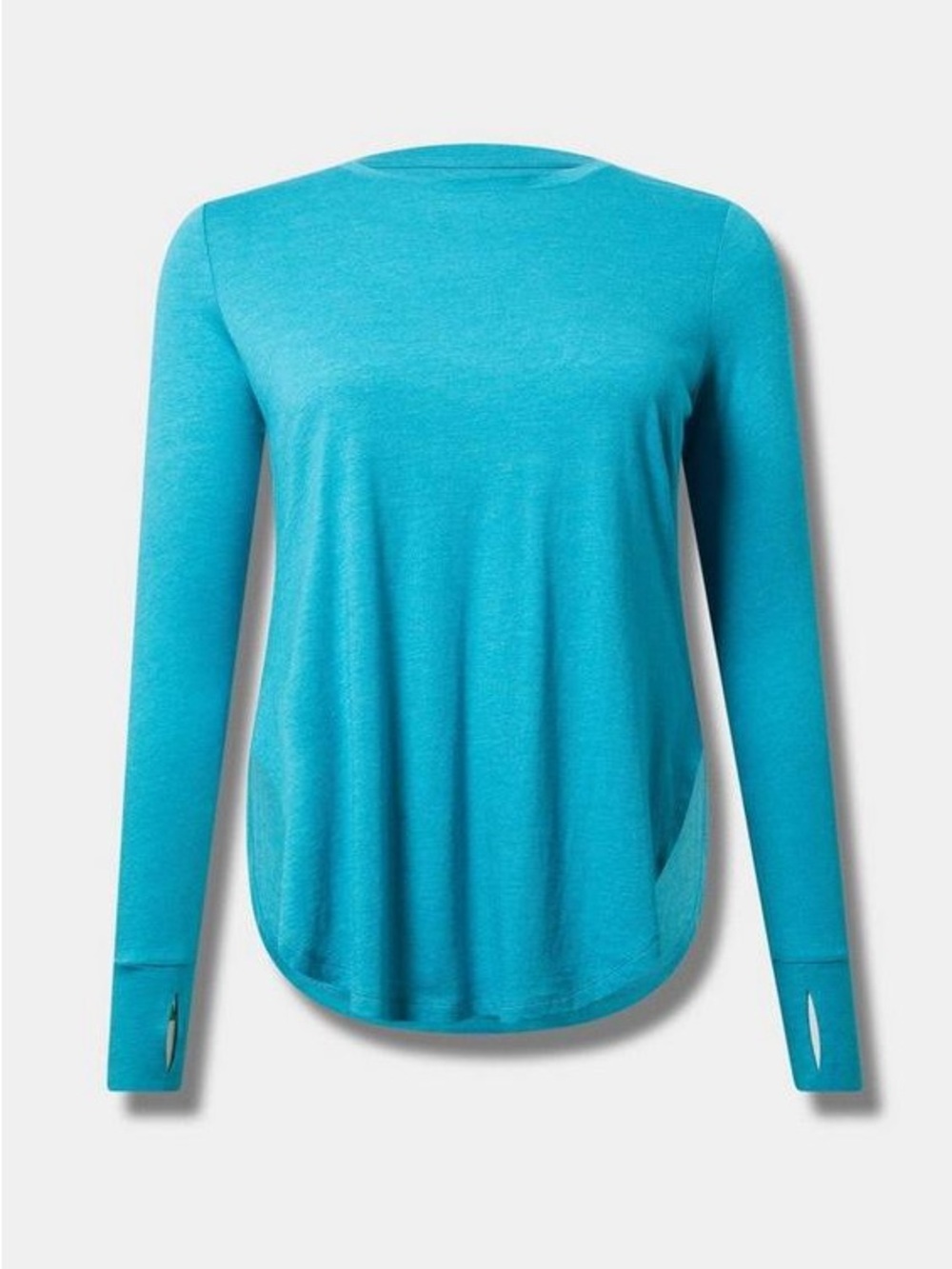 torrid Tru Cotton Crewneck Performance Teal Tunic Tee with thumb holes